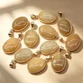 Natural oval yellow agate stone pendants featuring a polished gold-plated metal edging - Yellow Topaz Pendant / 1 Piece/Pack / Yellow