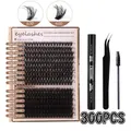 300 stuks DIY wimperverlengingsset met bond, seal, pincet en borsteltje compleet - Stijl 683 (DIY-SET-683) / Met Zwarte Gereedschap