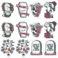 Halloween acrylic charms with spooky tombstone and skull designs for DIY jewelry making - Mixed Halloween Series Style (SN938)