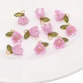 Elegante rosa Acryl Maiglöckchen Anhänger für DIY Schmuck und Armband Bastelarbeiten - Maiglöckchen-hochblätter Rosa / 11 X 14 Mm Lochdurchmesser Ca. 2 Mm 2 Stück/packung