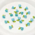 Irisierende blaue Maiglöckchen-Blütenanhänger aus Acryl für DIY-Schmuckherstellung - Maiglöckchen In Schillerndem Blau / 11 X 14 Mm Lochdurchmesser Ca. 2 Mm 2 Stück/packung