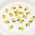 Gelbe Maiglöckchen Acrylperlen mit grünen Blättern für DIY Schmuckherstellung Basteln - Maiglöckchen-hochblätter Gelb / 11 X 14 Mm Lochdurchmesser Ca. 2 Mm 2 Stück/packung