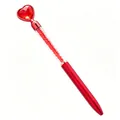 Bolígrafo de corazón rojo romántico con piedras de cristal brillantes y acabado metálico - Punta de Bala de 0.7 mm / Rojo