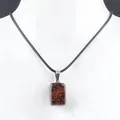 Colgante rectangular de obsidiana caoba natural con cordón negro trenzado para hombres - Solo colgante (sin cadena) / Obsidiana caoba