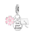 Graduation charm with pink flower and live your dream disc for bracelets - Pac2265 - Perfect Graduation Three-piece Pendant Set (ai)