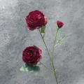Stelo di rosa peonia artificiale a 3 teste rosso scuro per decorazioni domestiche - Borgogna