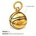 18K Gold plated stainless steel basketball pendant charm for DIY jewelry making - Gold Enamel Basketball Style (PJ2229G)