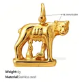 3D golden wolf pendant in stainless steel, 16.1mm size and 4g weight, luxury finish - Gold Capitoline Wolf Style (PJ2230G)