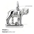 High-quality leopard shaped stainless steel pendant with weight and dimension details - Silver Capitoline Wolf Style (PJ2230S)
