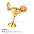 Gold-plated stainless steel cocktail glass pendant with rhinestones and lemon detail - Gold Rhinestone Cocktail Glass Style (PJ2232WEG)