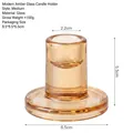 Medium amber glass T-shaped candle holder with dimensions 2.2cm, 5.5cm, and 6.5cm - T-shaped Candlestick - Medium-sized Amber