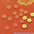 Detail view of 8mm red flower enamel alloy bead spacers for DIY handmade jewelry making - 8mm / Bright Red (P106)