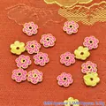 Detailed view of 8mm pink enamel flower spacer beads with 1.5mm hole for DIY beading - 8mm / Rose Pink (P107)