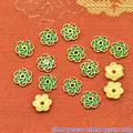 Detailed macro view of 8mm flower-shaped alloy enamel spacer beads for DIY jewelry making - 8mm / Dark Green Red (P112)