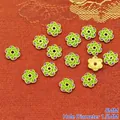 Close-up of 8mm green floral enamel alloy spacer beads for jewelry making - 8mm / Light Green Purple (P114)