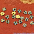 Detailed view of 7mm enamel flower spacer beads with 1.5mm hole for DIY jewelry crafting - Two-tone Blue (P134) / 7mm
