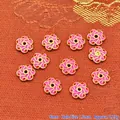 8mm pink enamel flower alloy spacer beads for DIY jewelry making handmade beadwork. - 8mm / Dark Pink Red (P115)