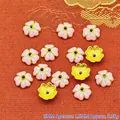 Pink enamel flower bead caps 9mm diameter for DIY jewelry making and beading projects - 9mm / Pink White (P120)