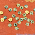 Blue and gold enamel flower spacer beads 7mm for DIY necklace and bracelet crafting - 7mm / Dark Blue (P136)