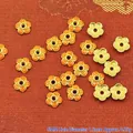 8mm flower-shaped alloy enamel bead caps with 1.5mm hole for DIY jewelry making. - 8mm / Golden Orange (P151)