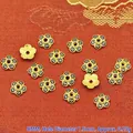 Gold alloy flower spacer beads with black enamel 8mm for DIY jewelry making findings - 8mm / Black Gold (P157)