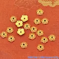 Golden 8mm alloy flower spacer beads with red enamel patterns for DIY jewelry craft - 8mm / Golden Red (P158)