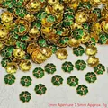 Green enamel flower bead caps 7mm alloy spacers for DIY handmade jewelry crafts - 7mm / Dark Green (P296)