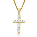Collar con colgante de cruz dorada para hombre con piedras de circonita brillantes - (estilo 8) Color Dorado + Cadena Trenzada De 60 Cm