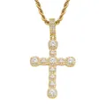 Colgante de cruz estilo hip hop bañado en oro con circonitas en cadena de cuerda - (estilo 9) Color Dorado + Cadena Trenzada De 60 Cm