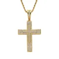 Collar con colgante de cruz de circonitas y cadena de oro para hombre estilo hip hop. - (estilo 13) Color Dorado + Cadena Trenzada De 60 Cm