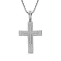 Collar con colgante de cruz de hip hop plateado para hombre con tres filas de circonitas - (estilo 13) Plata + Cadena Trenzada De 60 Cm