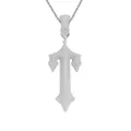 Collar para hombre en tono plateado con colgante de letra T gótica y pavé de circonitas - (estilo 19) Plata + Cadena Trenzada De 60 Cm