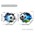Set mit 2 3D-Fußball-Wandaufklebern mit lebendigen blauen Feuereffekten für Wände - Fußball Wanddurchbruch mit blauer Flamme (B20200) / B20200--30*35cm (2 Stück)