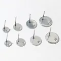 Stainless steel disc earring posts with holes for DIY jewelry making in multiple sizes - Steel Color (6mm) - Earring Post Only (Without Earring Backs)