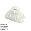 Elegant cream white marble texture pumpkin shaped hair claw clip for women's hair styling - 9.5cm Fence - Abs - Lm-21 White / ABS