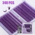 Kit completo per extension ciglia viola fai da te con 240 pezzi e strumenti professionali - Diy-tzyw-002
