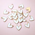 Elegant white enamel heart charm with gold beaded edge for DIY jewelry making 16x13mm - Aj5-07 (16x13mm 0.8g)