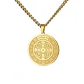 18K gold plated stainless steel Saint Benedict medal pendant necklace in golden finish - Gold Double-sided Corrosion Necklace
