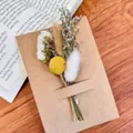 Handmade kraft paper greeting card decorated with mini yellow and white dried flower bouquet - Fairytale