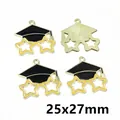25x27mm μαύρο σμάλτο καπέλο αποφοίτησης για κατασκευή χειροποίητων κοσμημάτων και σκουλαρικιών - Στυλ Καπέλο Πτυχιούχου (T4-32) / 1 Τεμάχιο