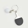 Sporty miniature table tennis paddle keychain with white ball accessory in black - Black Ping Pong Paddle Keychain
