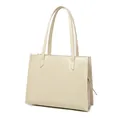 Grand sac fourre-tout beige crème minimaliste avec une finition mate haut de gamme. - Blanc Froissé