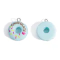 Colgante de donut de resina azul claro con texto 'CHOCOLATE' y chispitas - 22.5*19mm / Azul