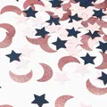 Mixed navy blue pink and rose gold glitter star and moon paper confetti for parties - Rose Gold Moon + Light Blue And Pale Pink Stars