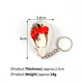 Realistic PVC raw oyster seafood keychain model with detailed size specifications - Tomato Sauce Oyster-Keychain