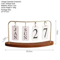 Vintage flip calendar ornament with wooden base and golden metal frame - European Calendar - Gold
