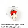 Realistic 6cm PVC oyster model pendant with red topping and white shell detail - Oysters With Ketchup - Model