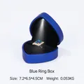 Blue heart-shaped jewelry box with built-in LED light and size specifications - Basic Style - Blue