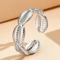 Silver stainless steel ocean series open ring featuring a delicate sea shell design - J03132 / Silver
