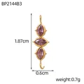 Connettore per gioielli boho in pietra marquise viola finitura dorata per DIY - Connettore a Triplo Strass Marquise Viola Chiaro (BP2144B3)